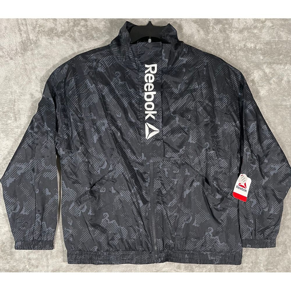 Reebok Jacket Adult XL Black Full Zip‎ Mock Neck Athletic Running Womens NEW